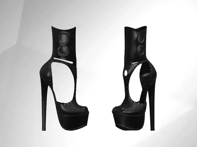 Leather Boots 3D Black 19 Low-poly 3D model