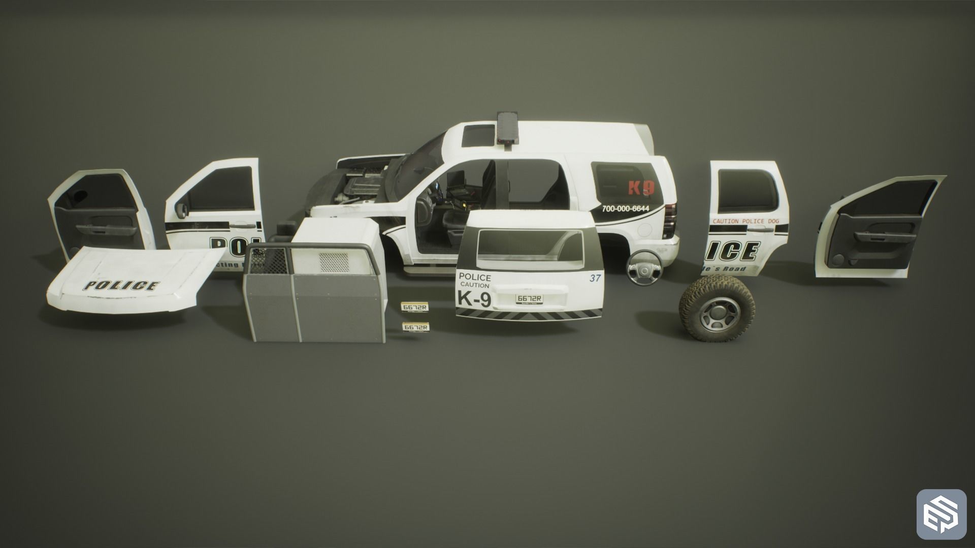 Police Vehicle Modular Low-poly 3D model_15