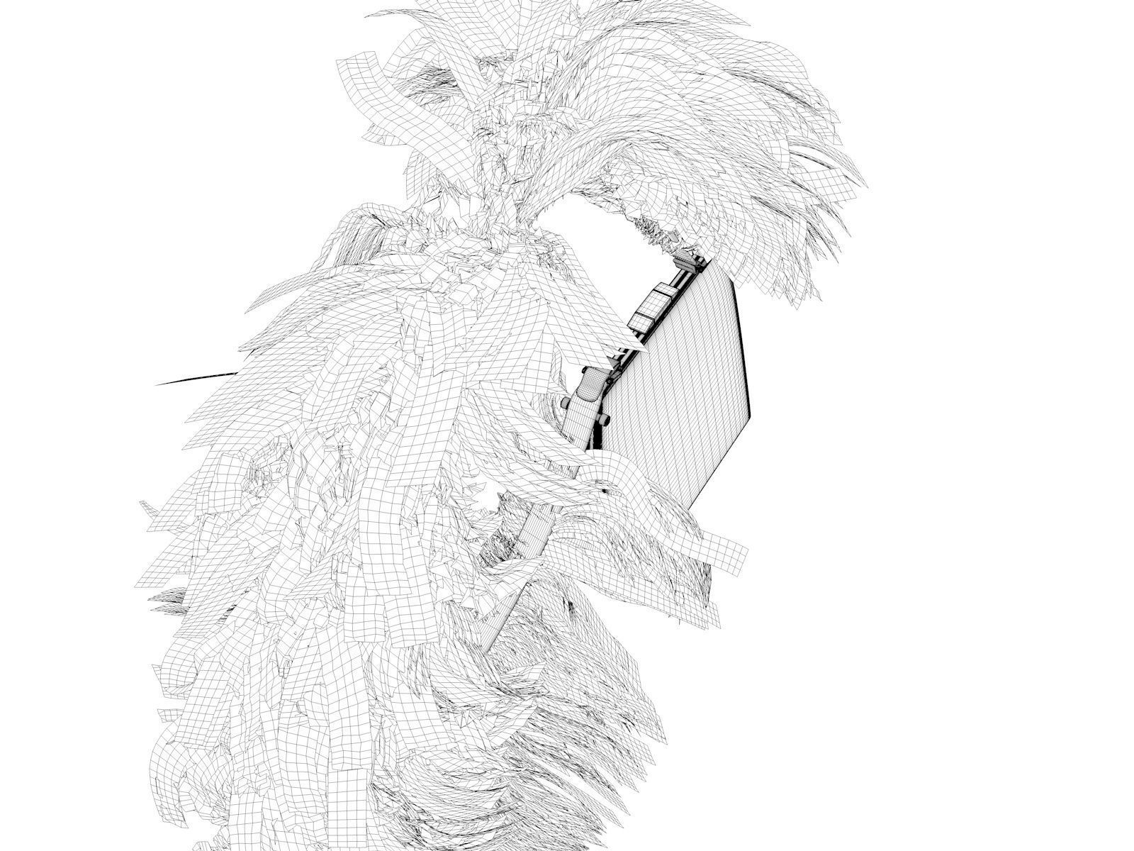 Crocodile Bag with Feathers 3D model_4