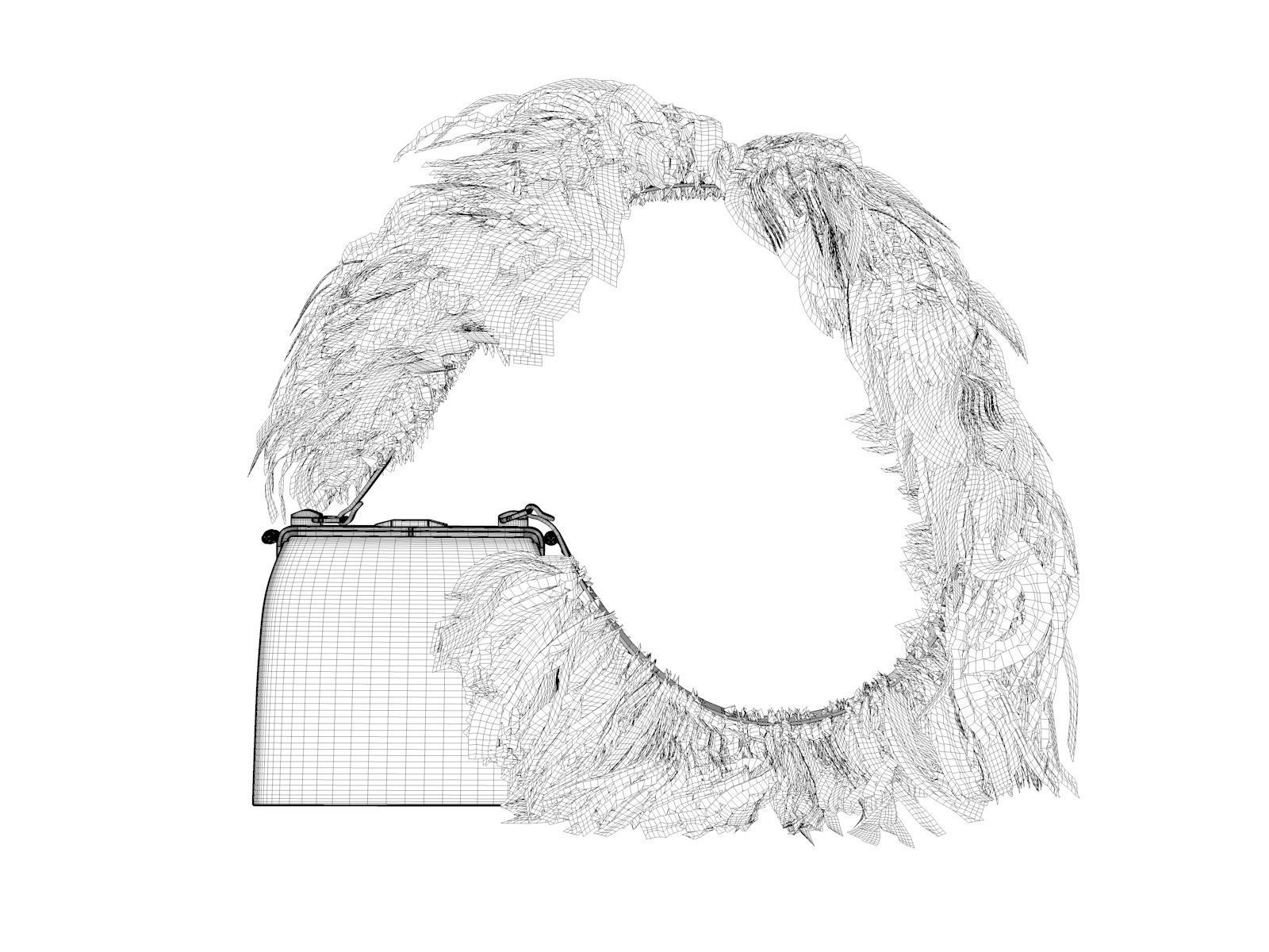 Crocodile Bag with Feathers 3D model_3