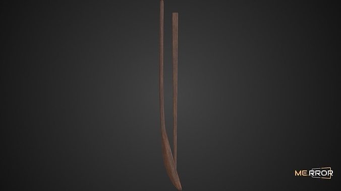 Game Ready Wooden Spoon and Chopstics Low-poly 3D model 6