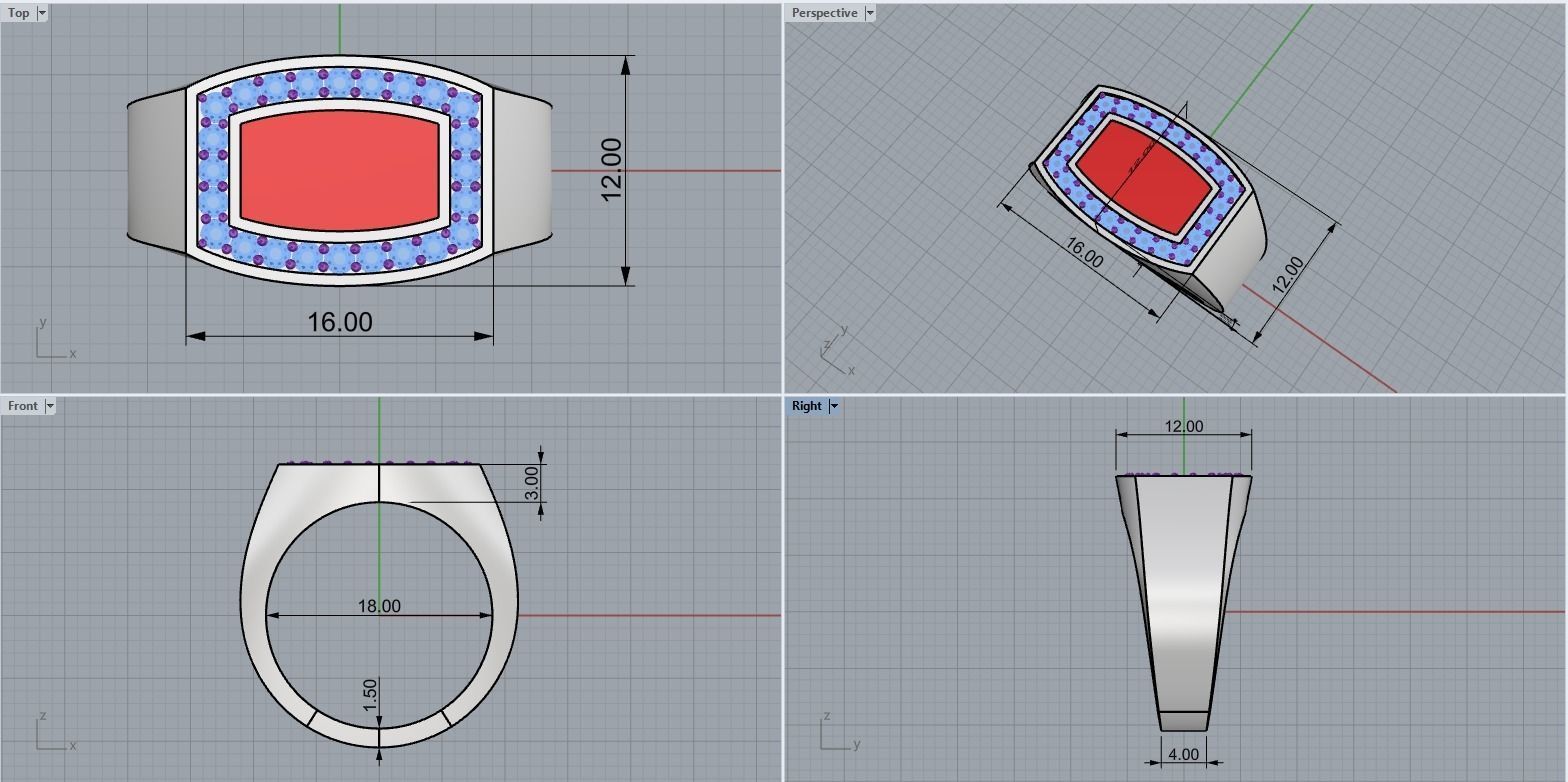 Men signet ring model 482 3D print model_4