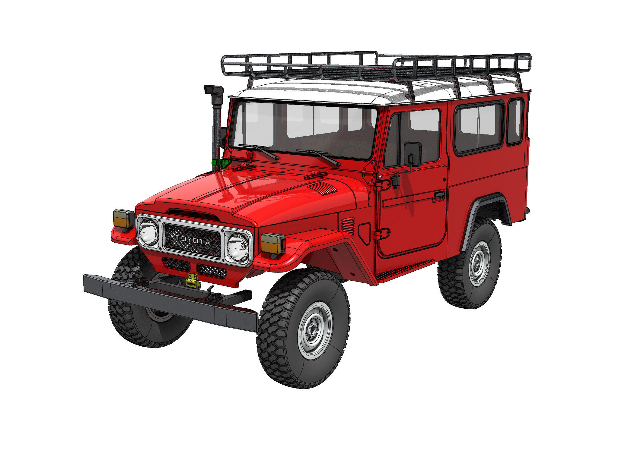 TOYOTA LAND CRUISER FJ43 SHORT WHEEL BASE RC BODY STL FILE 3D print model_8
