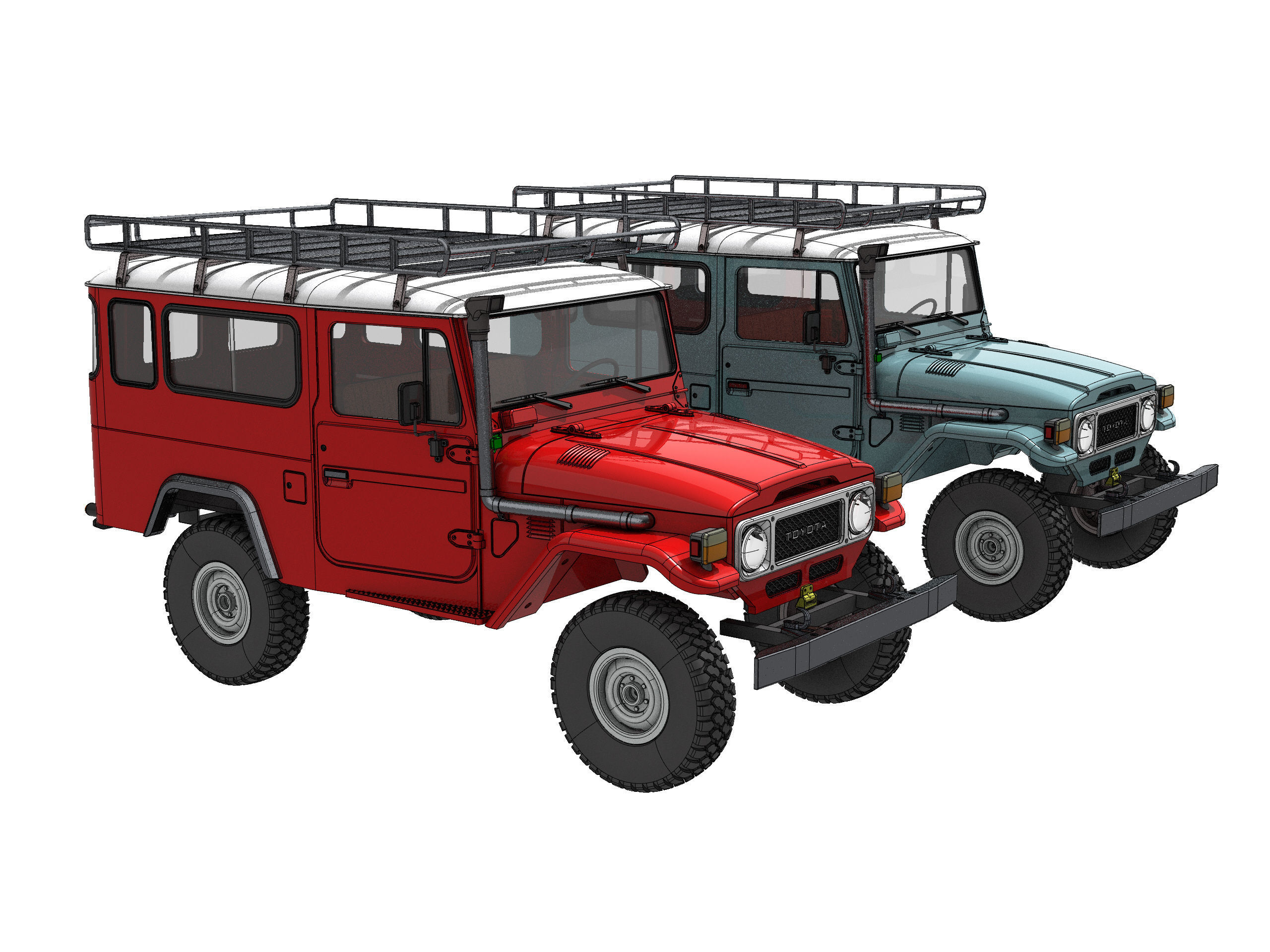 TOYOTA LAND CRUISER FJ43 SHORT WHEEL BASE RC BODY STL FILE 3D print model_13