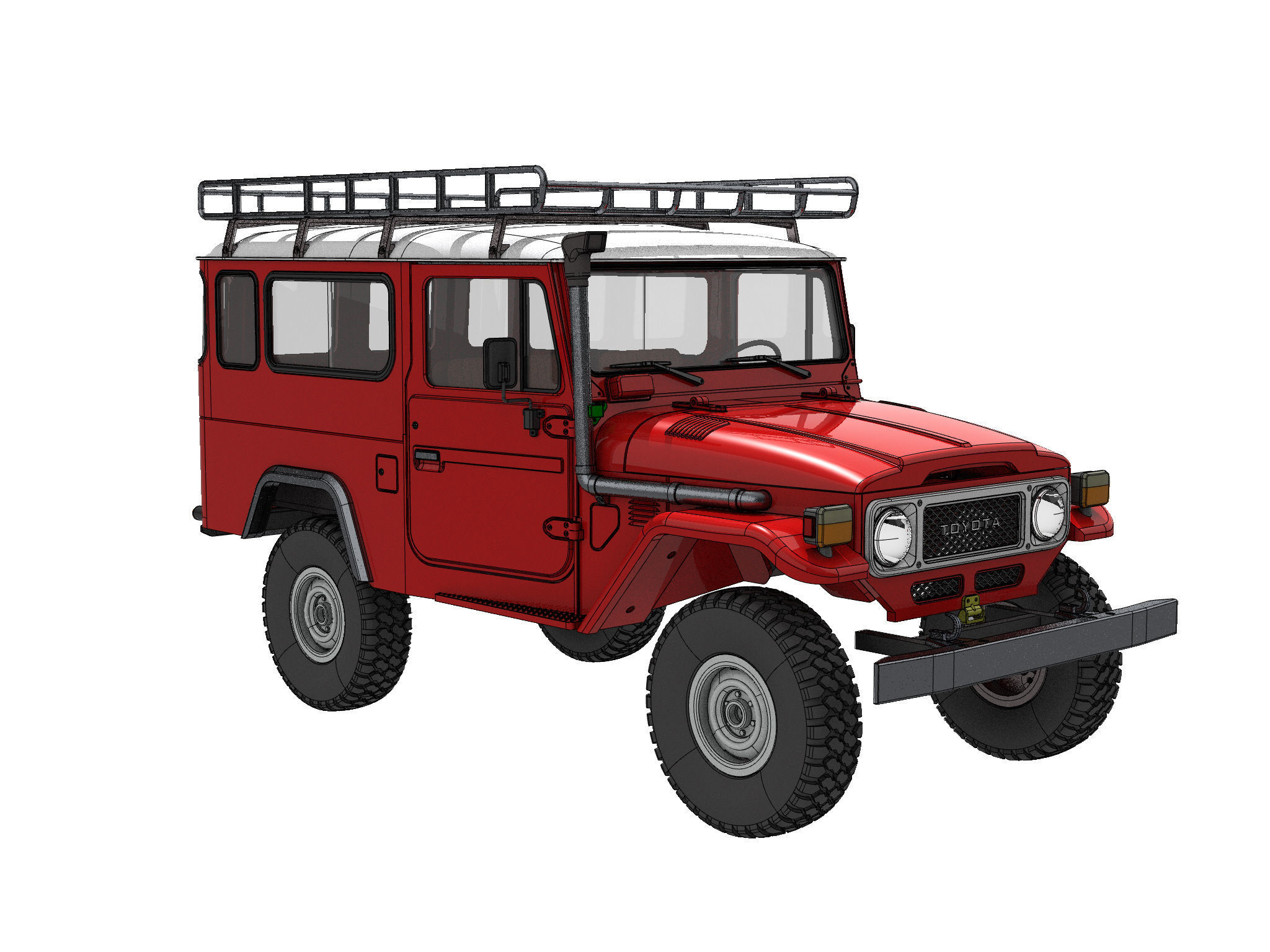 TOYOTA LAND CRUISER FJ43 SHORT WHEEL BASE RC BODY STL FILE 3D print model_14