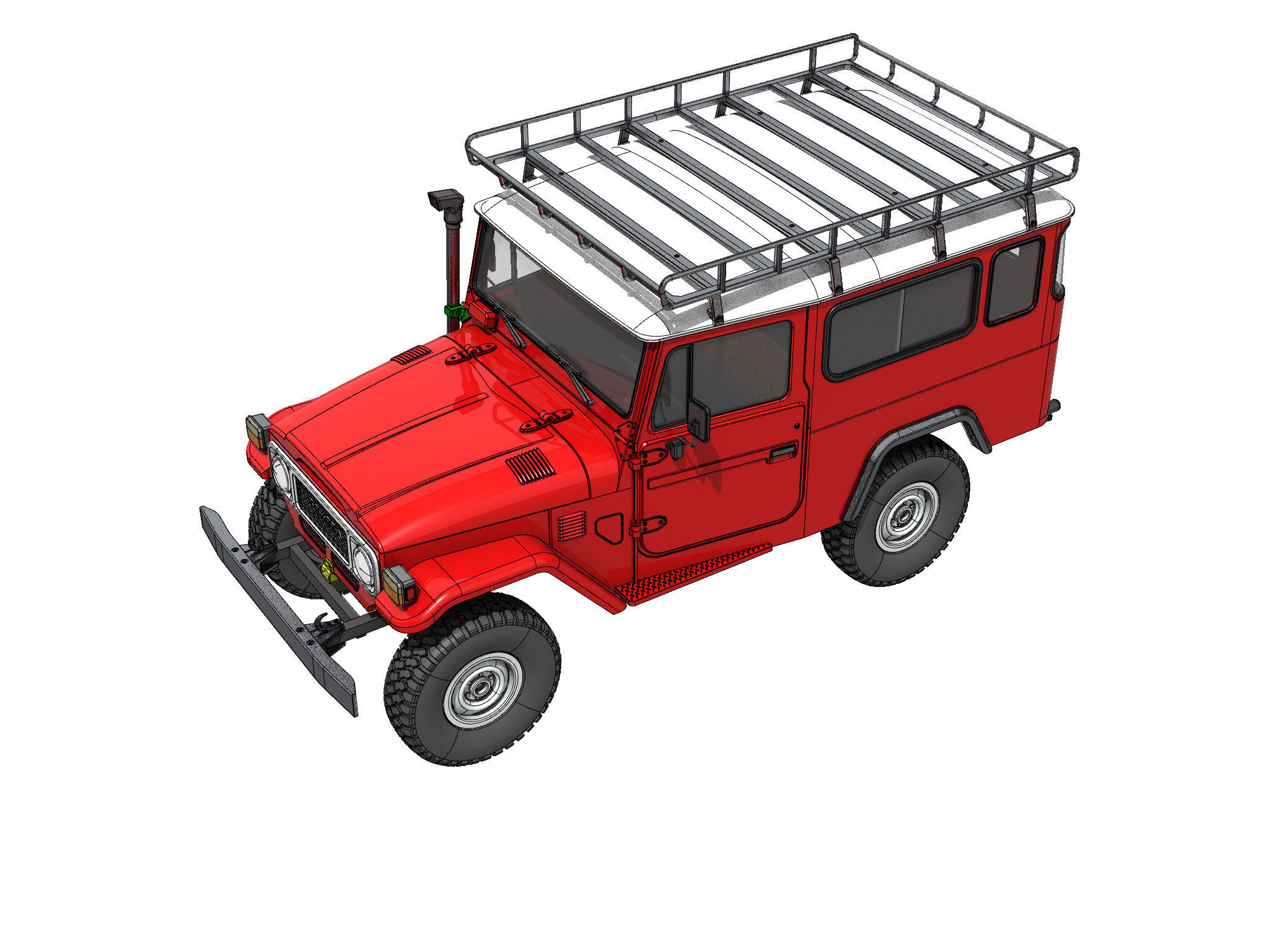 TOYOTA LAND CRUISER FJ43 SHORT WHEEL BASE RC BODY STL FILE 3D print model_7
