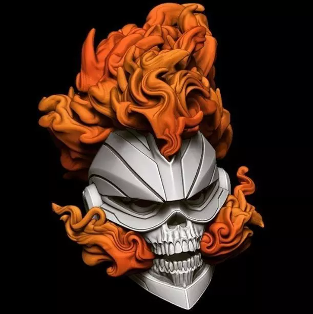 GHOST RIDER HEAD WITH DETACHABLE FLAME 3D model_0