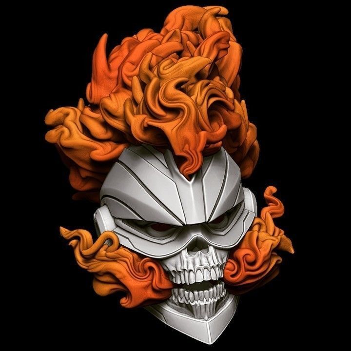 GHOST RIDER HEAD WITH DETACHABLE FLAME 3D model_3