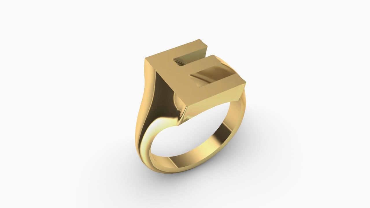initial e ring us size 9 3D print model_4