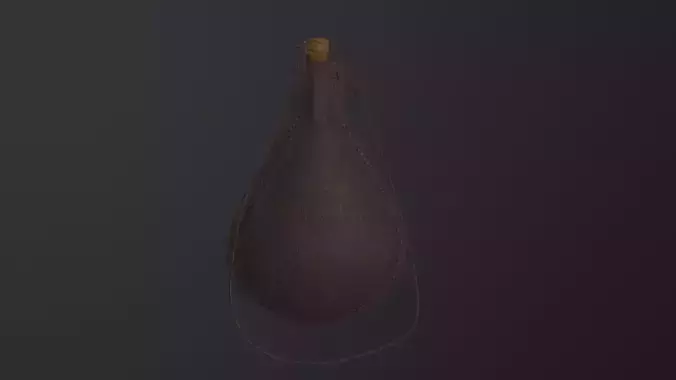 Medieval Leather Water Bottle 3D Model Low-poly 3D model