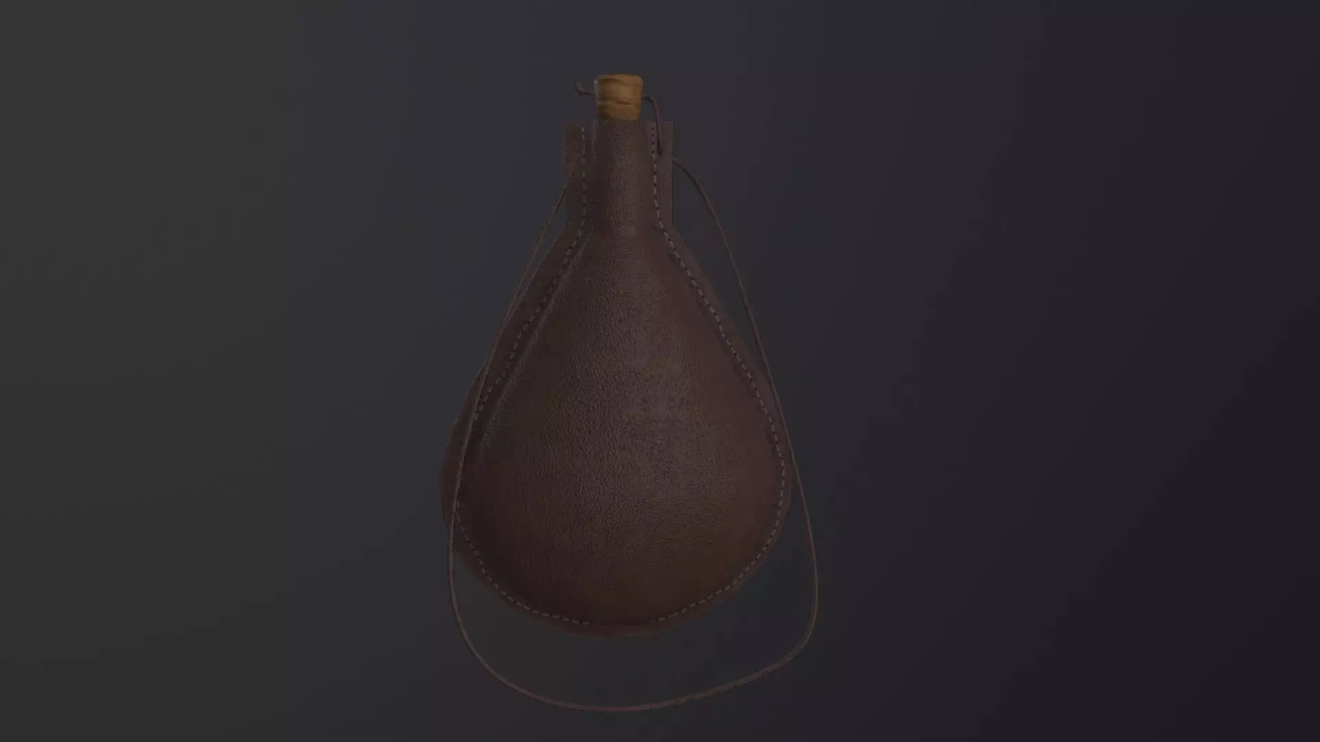 Medieval Leather Water Bottle 3D Model Low-poly 3D model