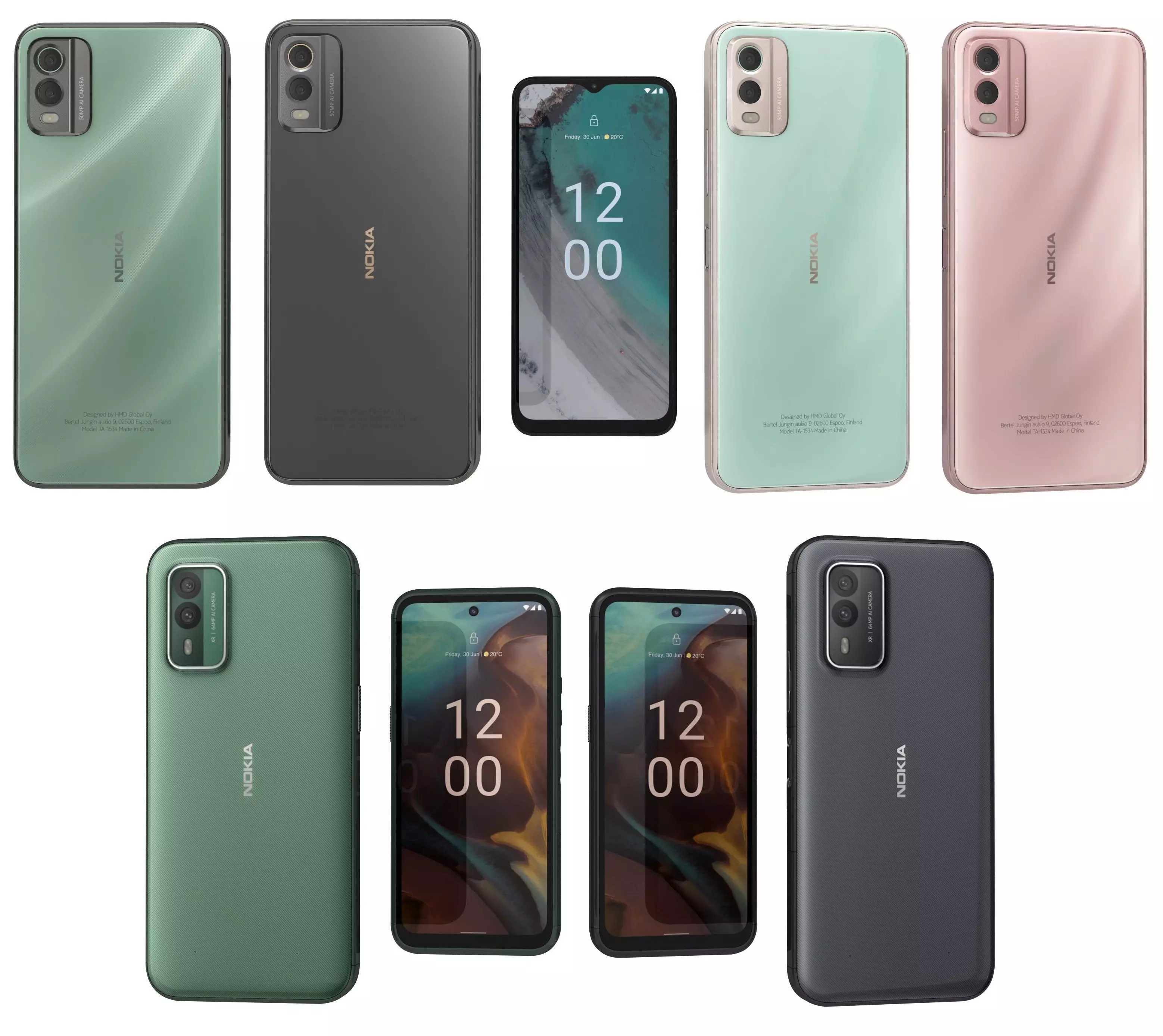 Nokia C32 and Nokia XR30 Low-poly 3D model_0