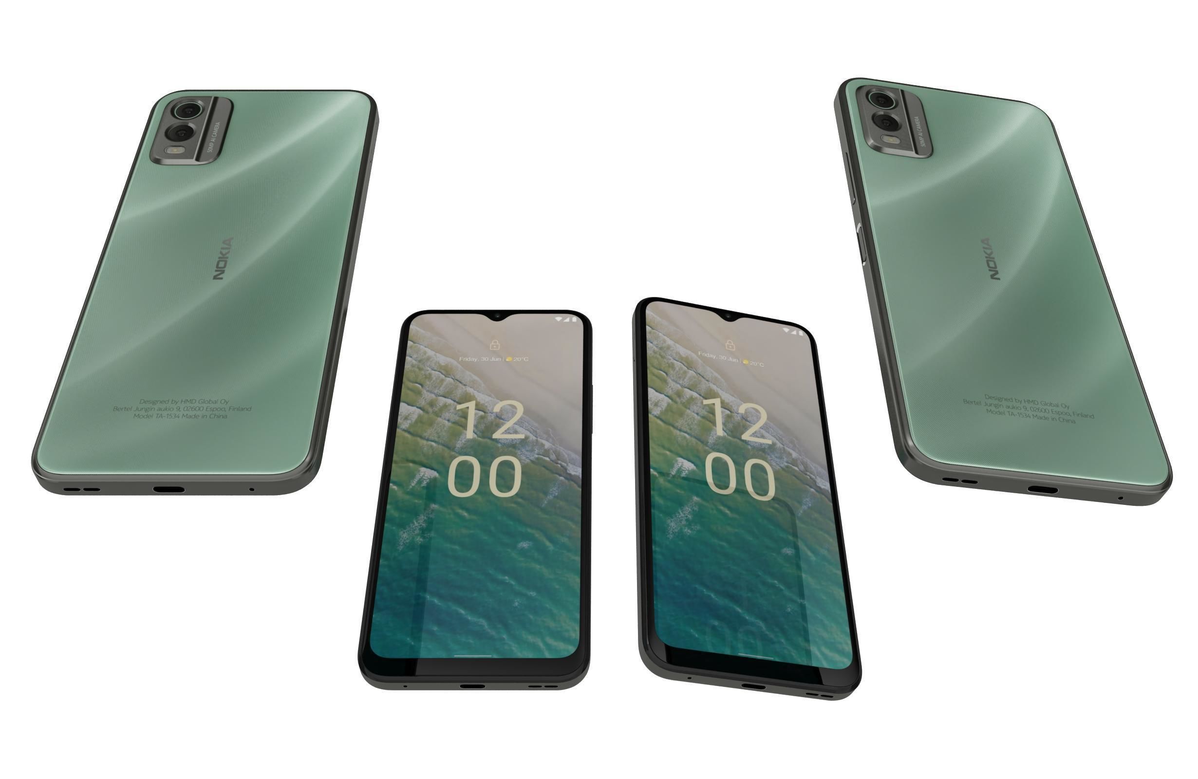Nokia C32 and Nokia XR30 Low-poly 3D model_10
