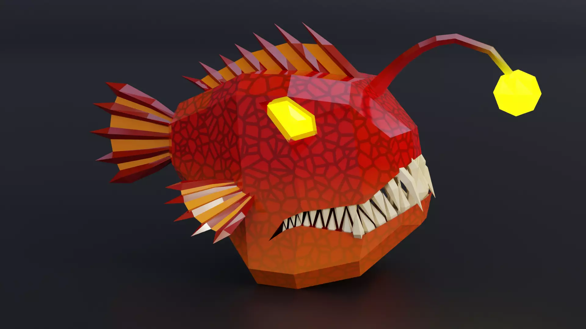 Cartoon anglerfish low poly Roblox game pet  Blender Low-poly 3D model_0