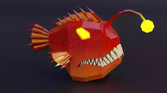 Cartoon anglerfish low poly Roblox game pet  Blender Low-poly 3D model