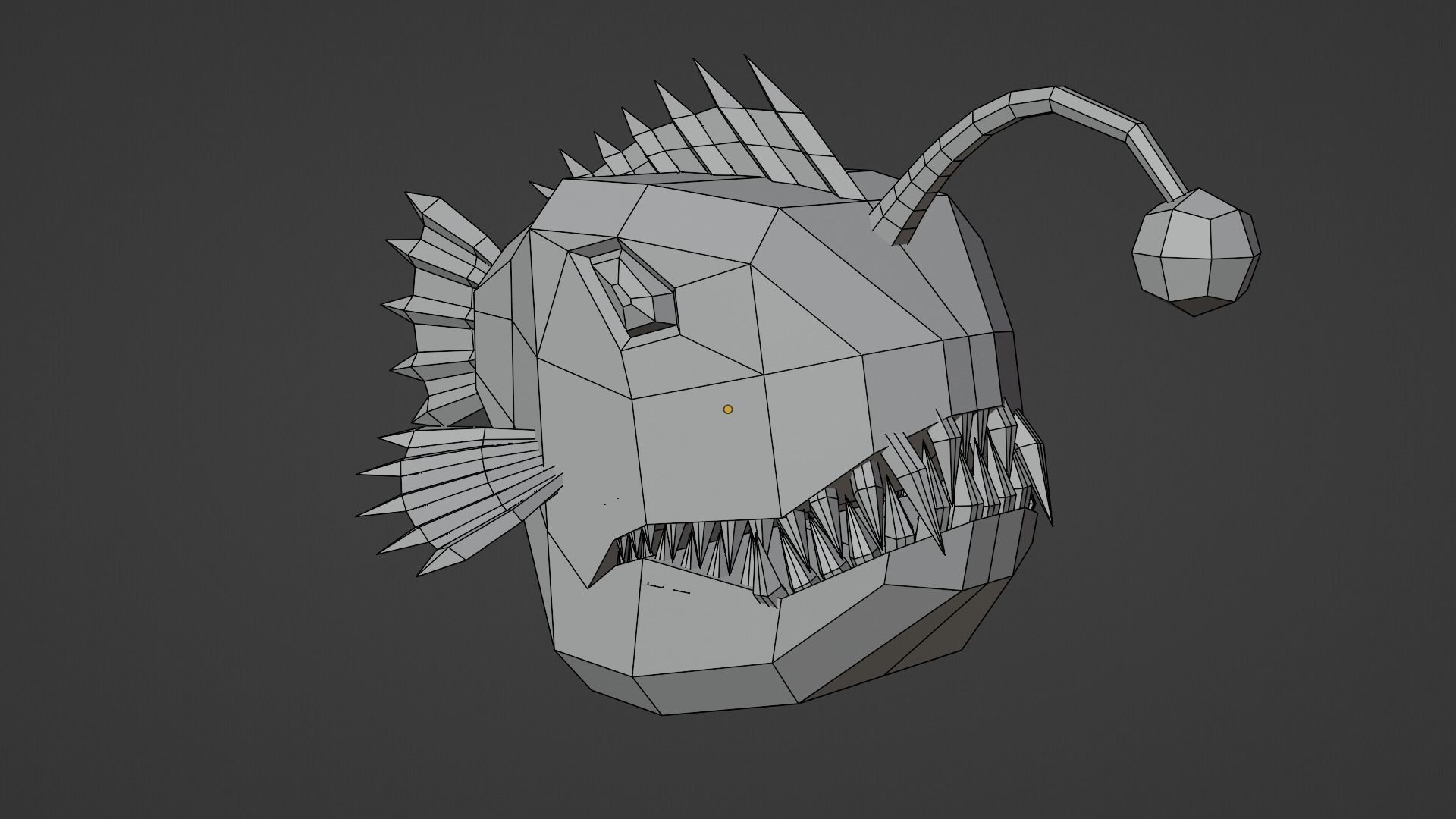 Cartoon anglerfish low poly Roblox game pet  Blender Low-poly 3D model_8