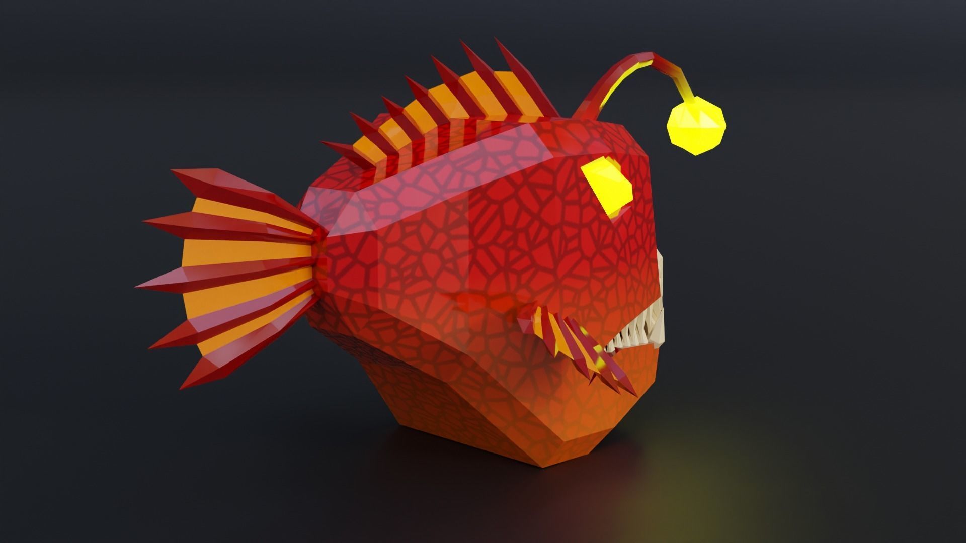 Cartoon anglerfish low poly Roblox game pet  Blender Low-poly 3D model_5