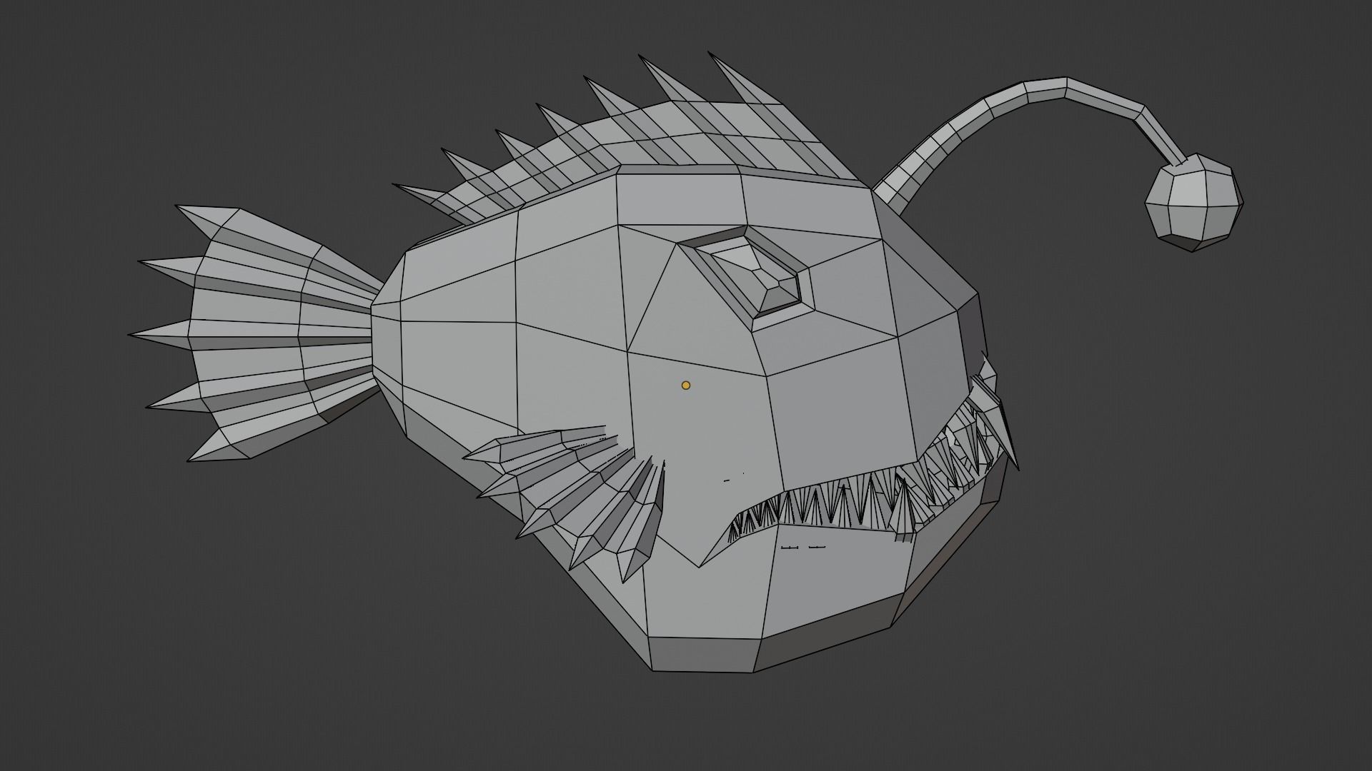 Cartoon anglerfish low poly Roblox game pet  Blender Low-poly 3D model_7