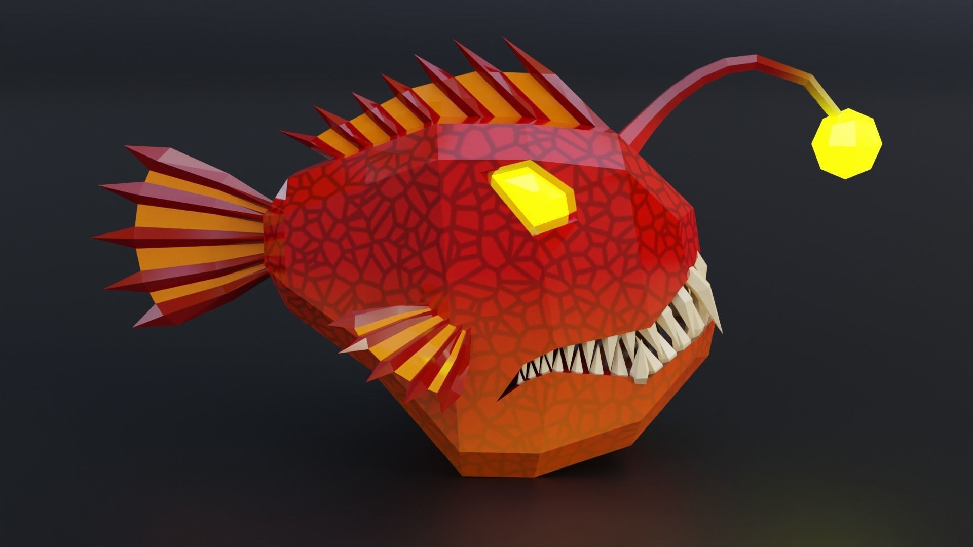 Cartoon anglerfish low poly Roblox game pet  Blender Low-poly 3D model_4