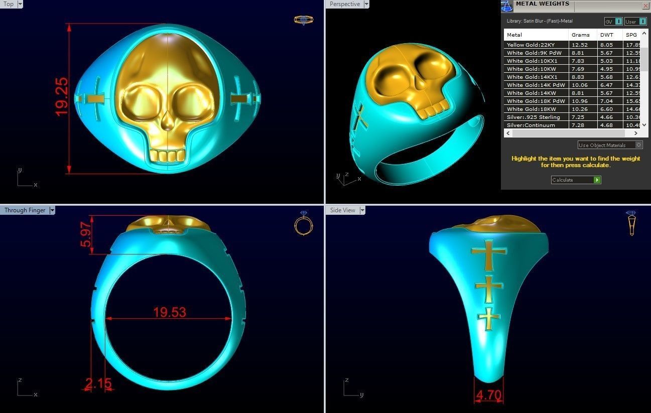 Skull ring - N14074 3D print model_8