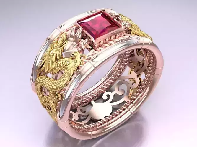 Dragon Ring - Square Stone Rings - N1342