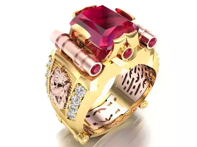 Dragon Ring - Rectangle Stone ring - Mens Rings - N1437