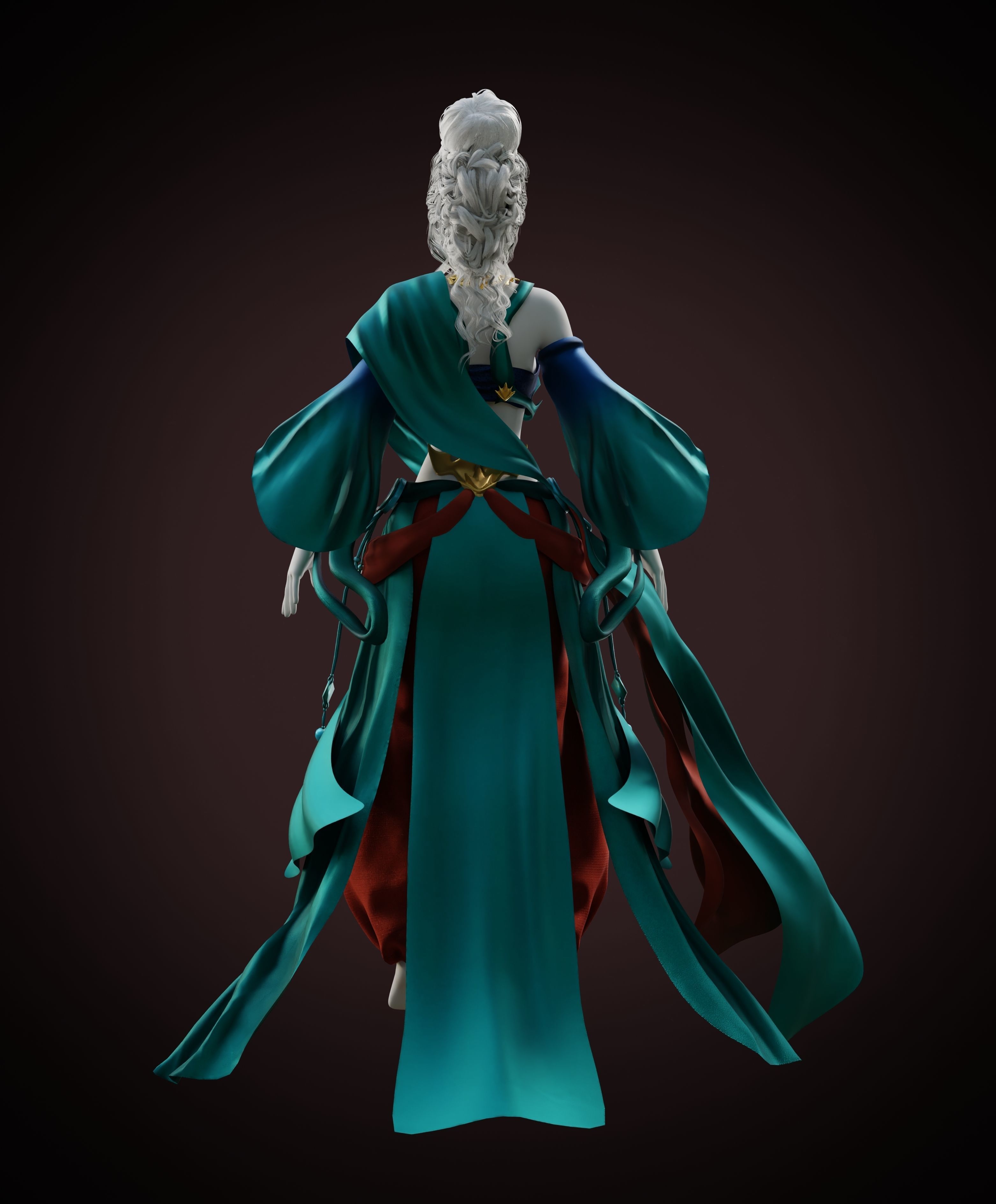 Chinese traditional clothing Low-poly 3D model_5