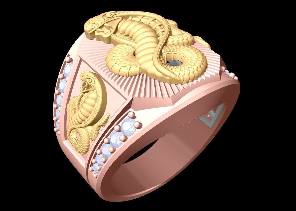 Snake Ring - Cobra Rings - N1329 3D print model_1