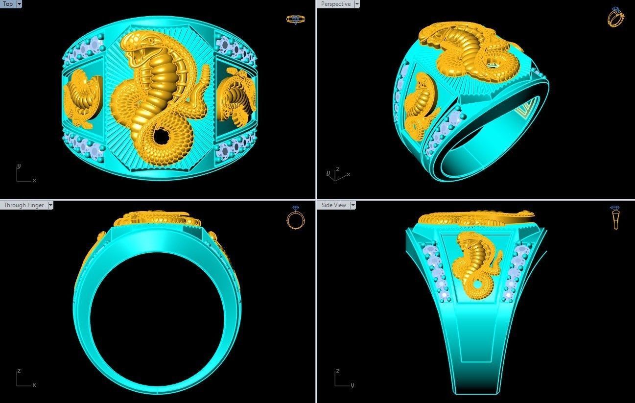 Snake Ring - Cobra Rings - N1329 3D print model_10