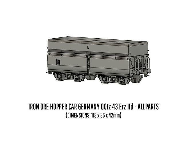 ROLLS-0013 German State Railways Hopper car Erz IId H0-scale 3D print model 2