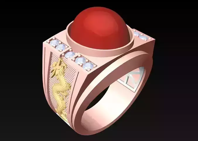 Dragon Ring - Oval stone ring - N9354