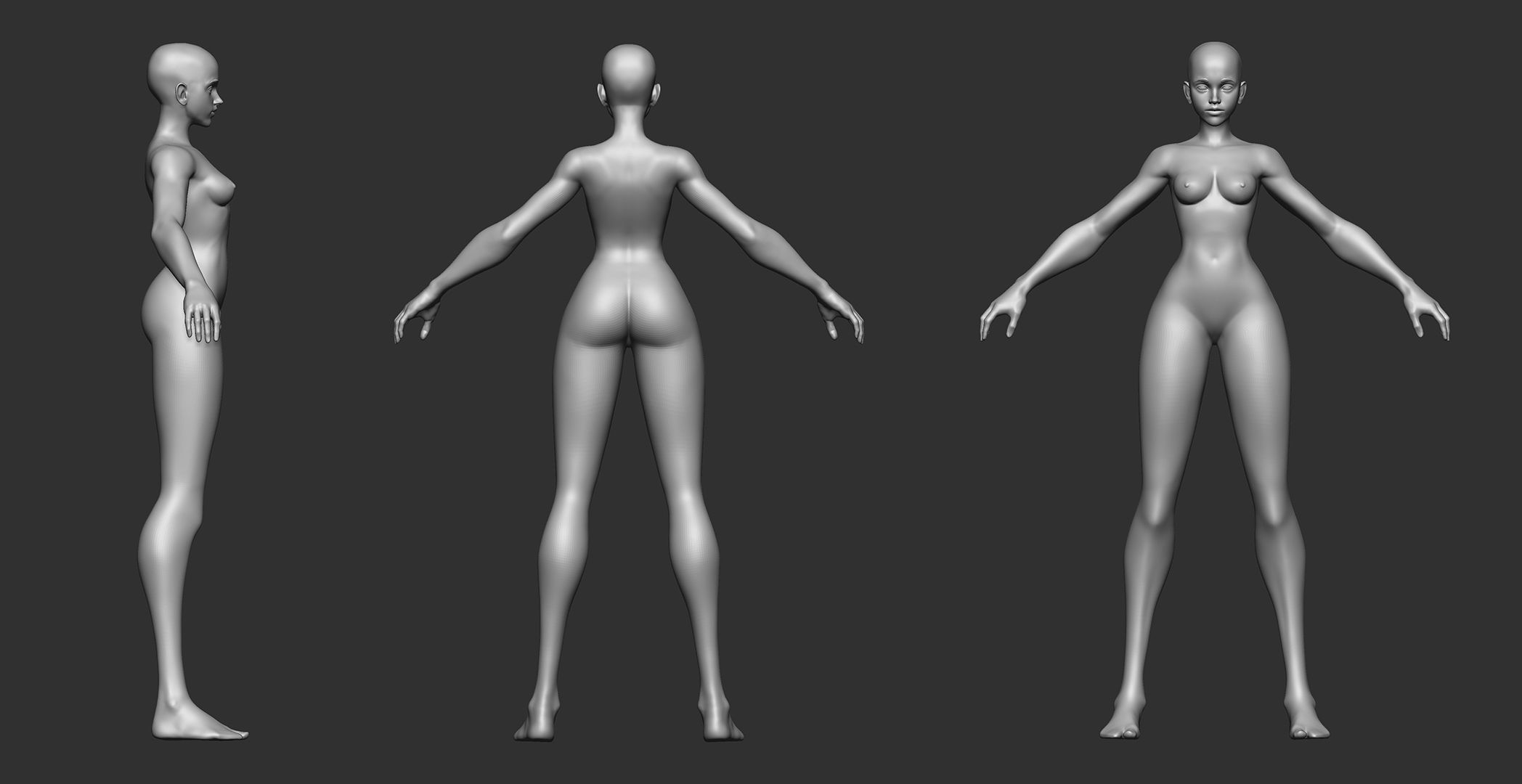 Female Stylized Basemesh 3D model_1