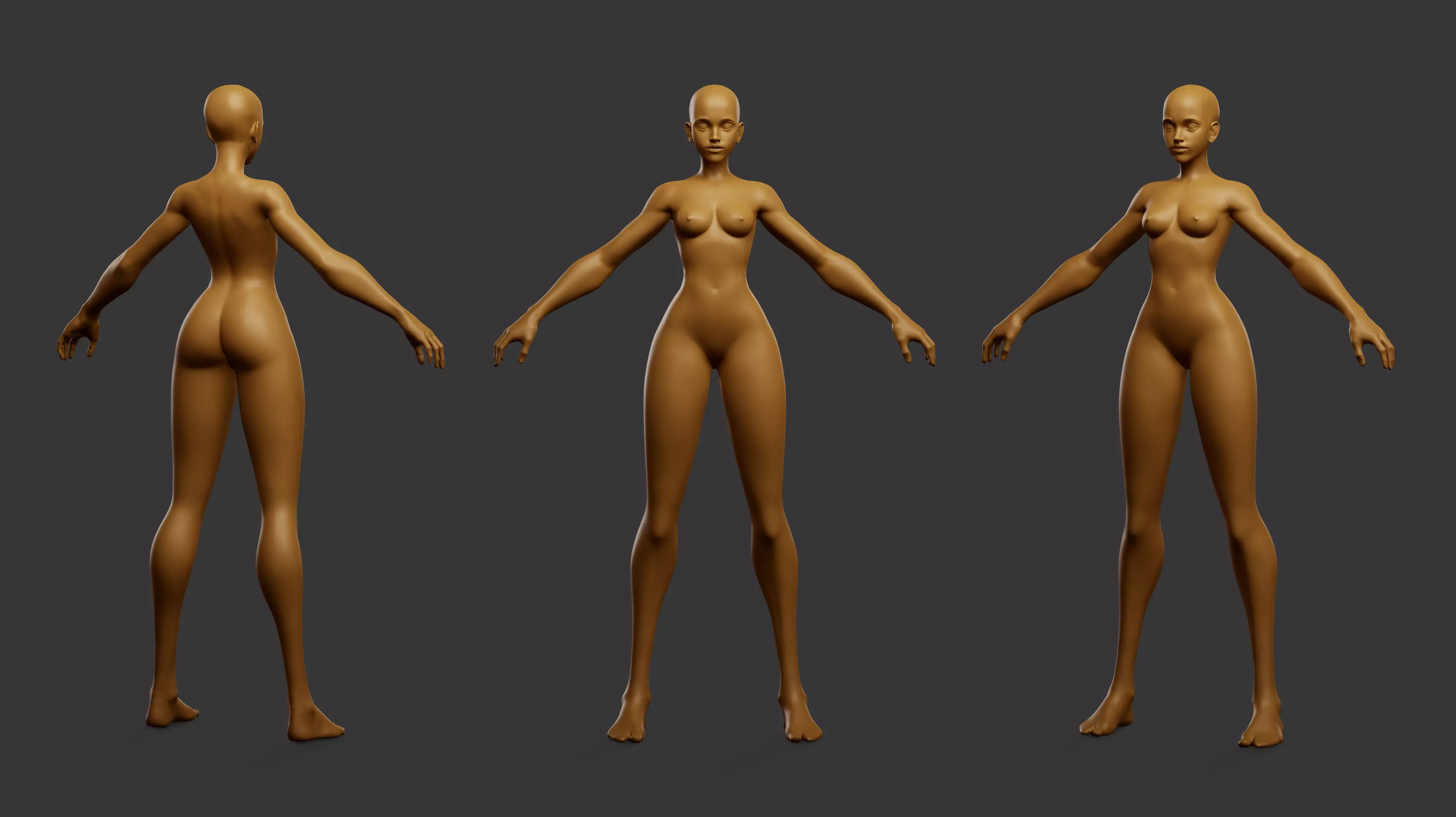 Female Stylized Basemesh 3D model_0