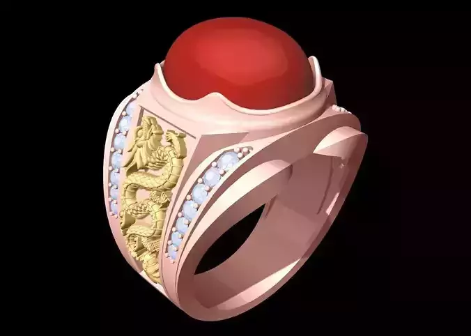 Dragon Ring - Oval stone ring - N9452
