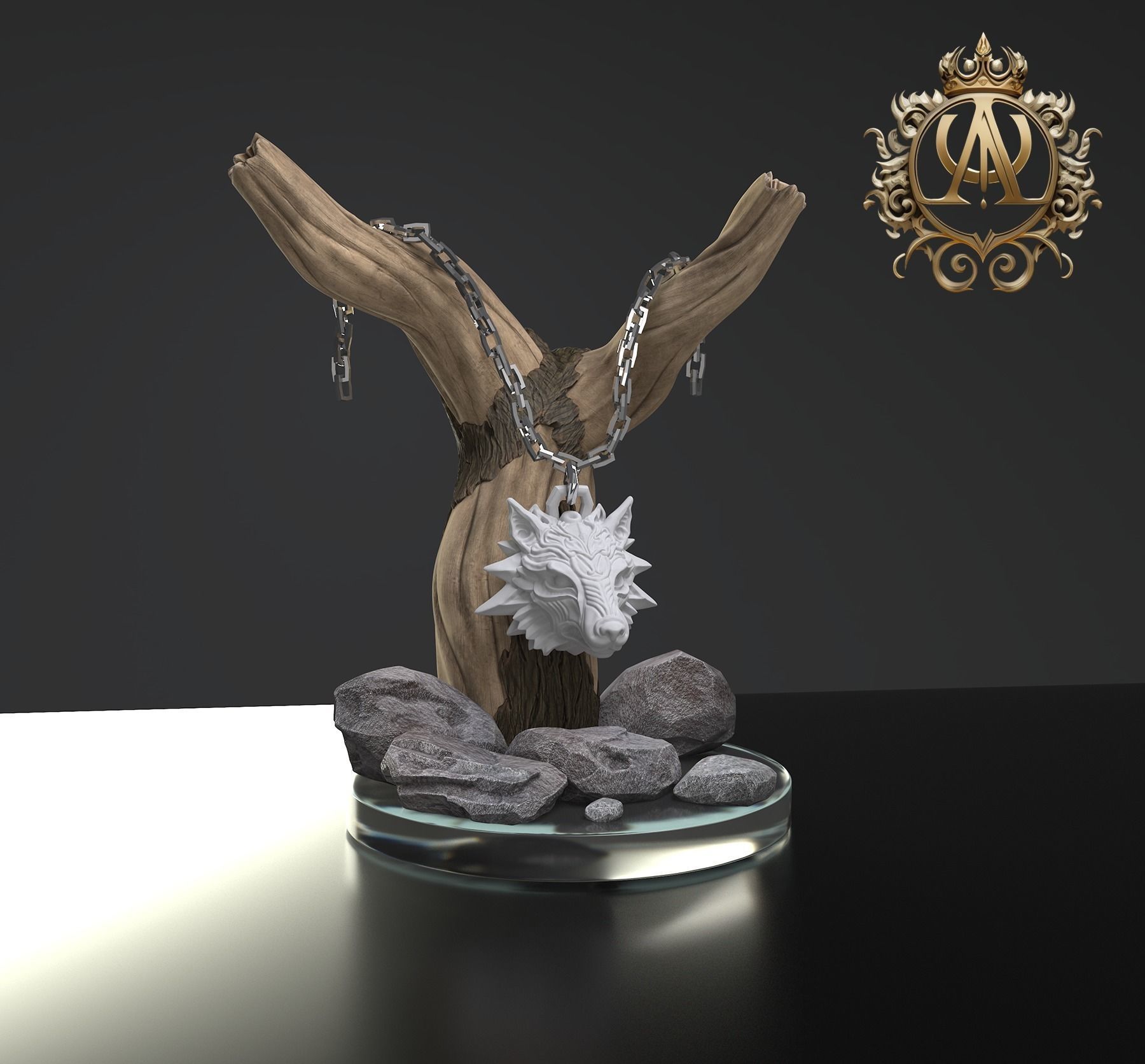 Wolf Medallion2 3D print model_1