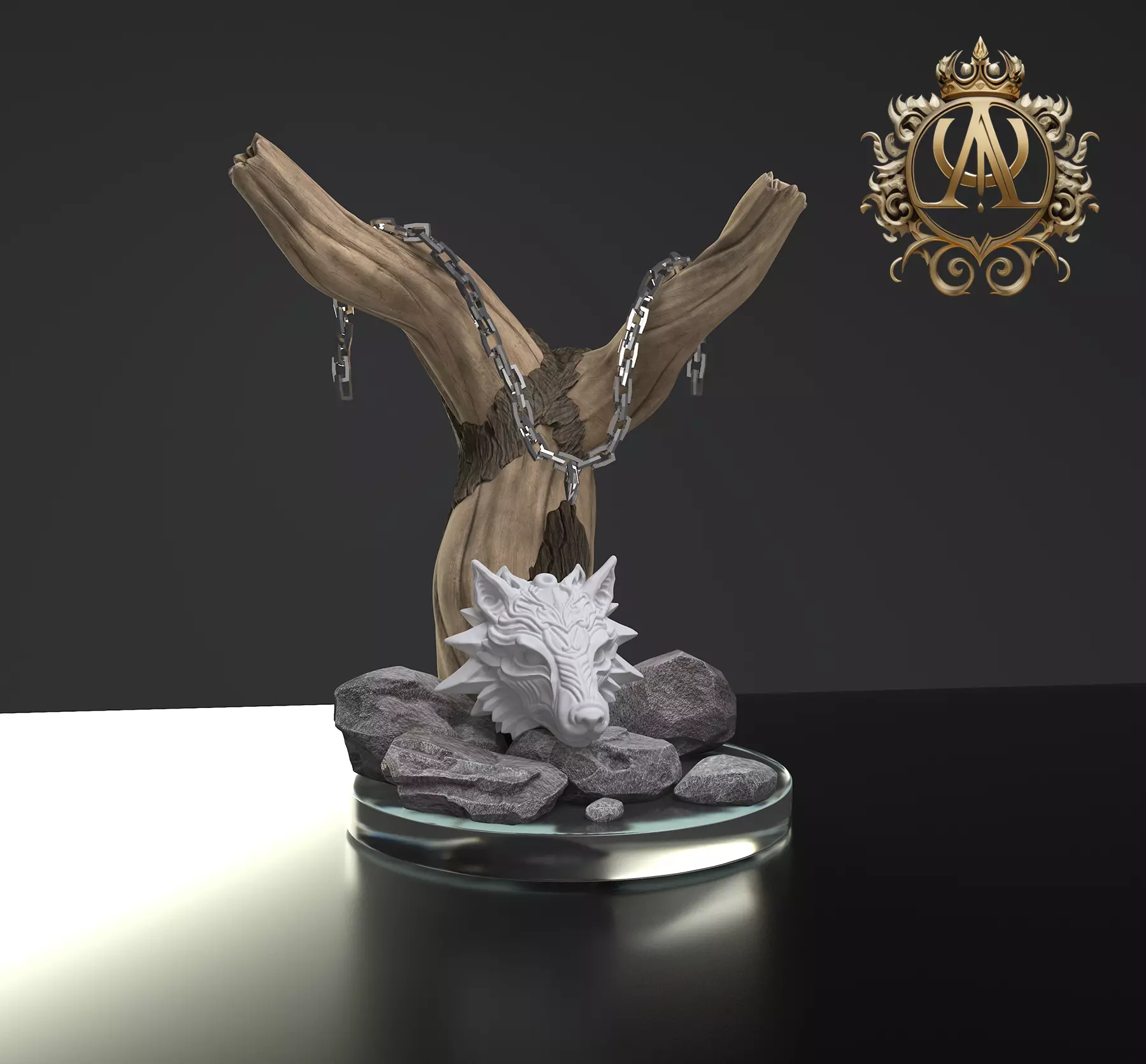 Wolf Medallion2 3D print model_0