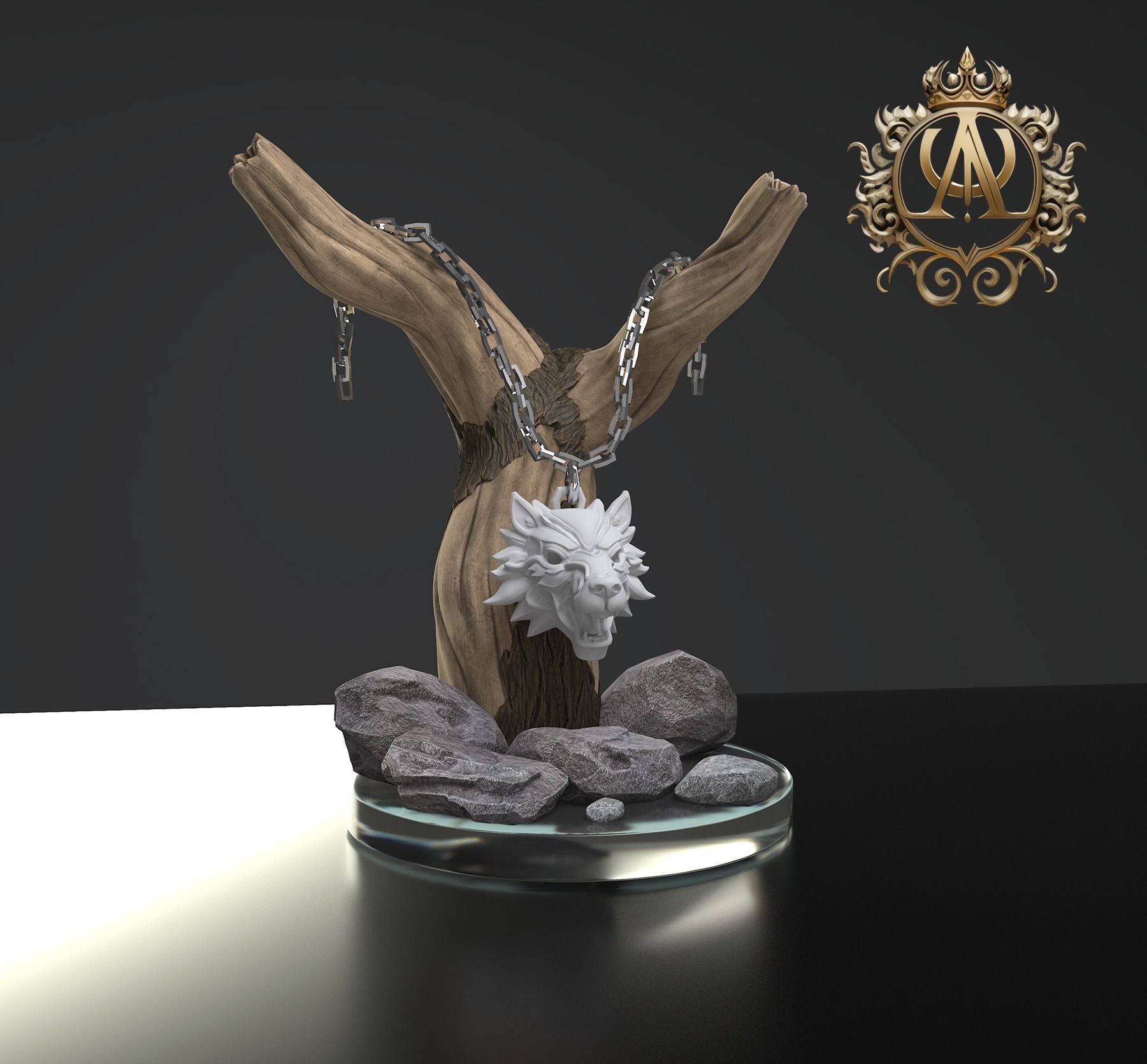 Wolf Medallion3 3D print model_1