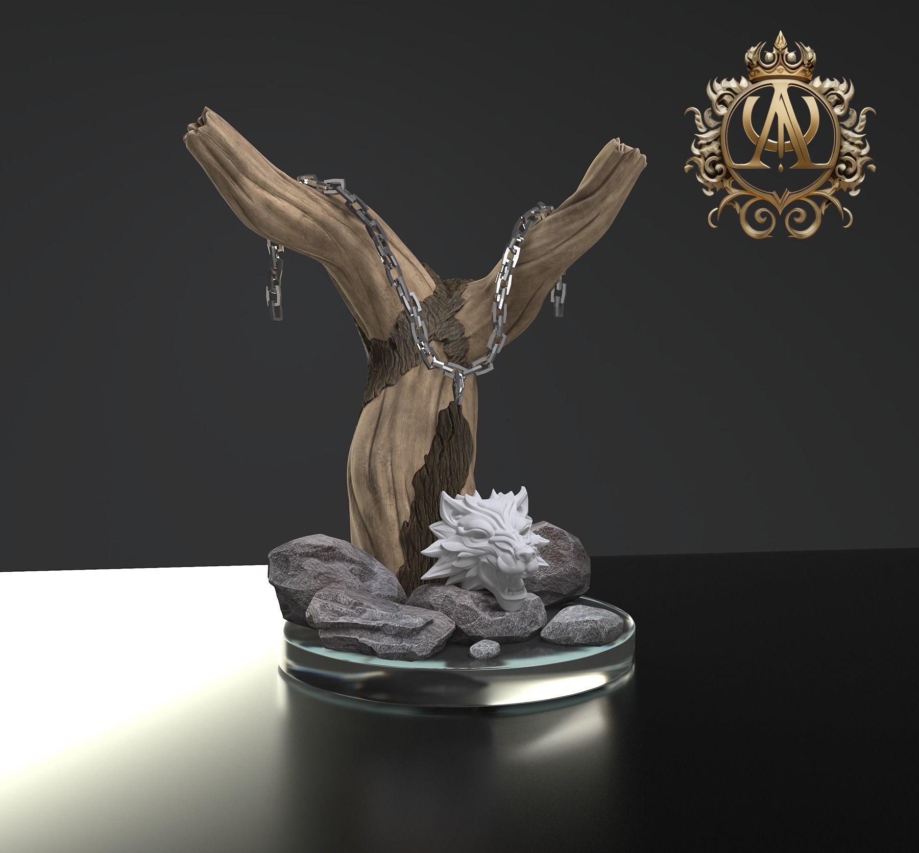Wolf Medallion4 3D print model_1