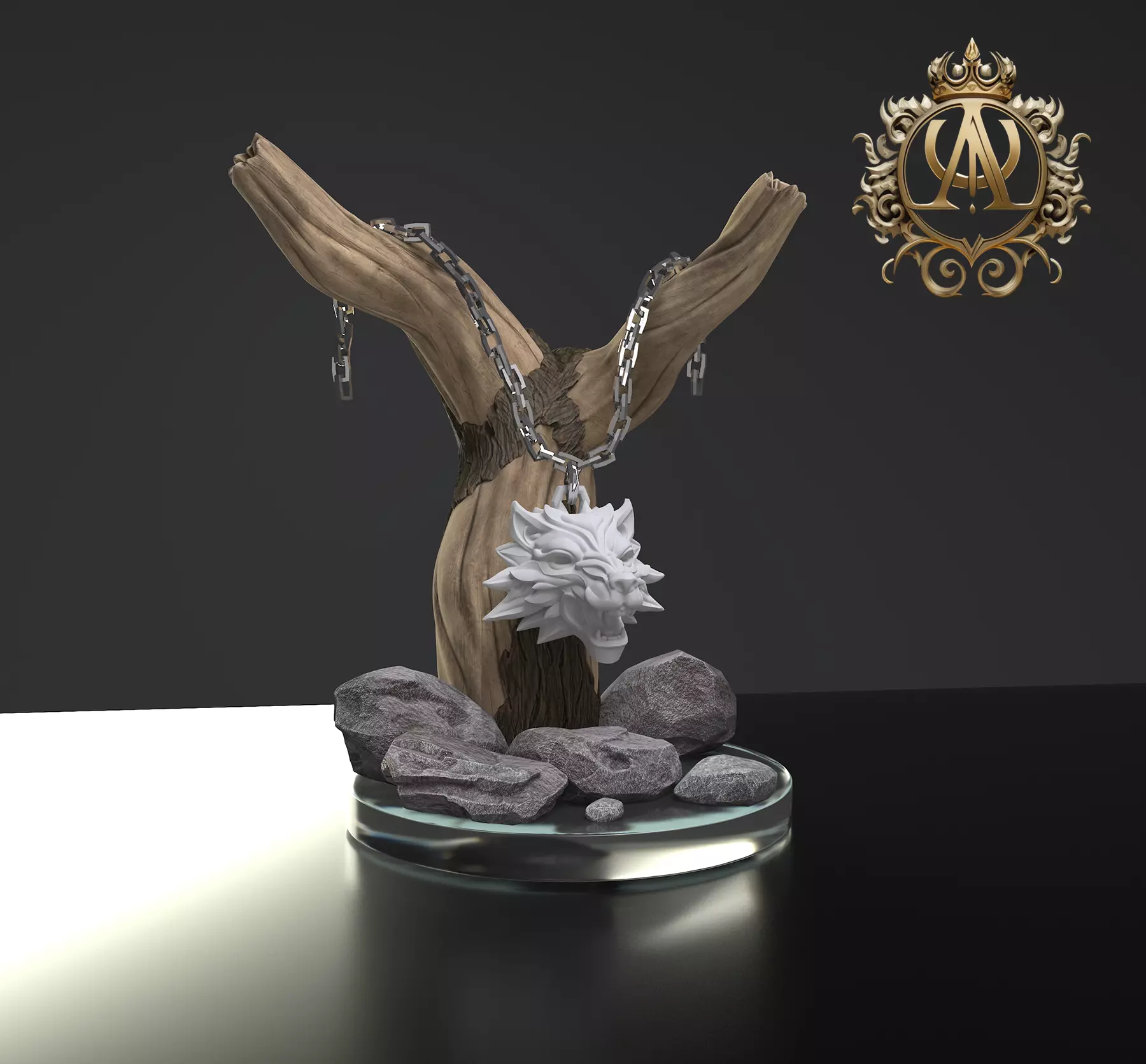 Wolf Medallion4 3D print model_0
