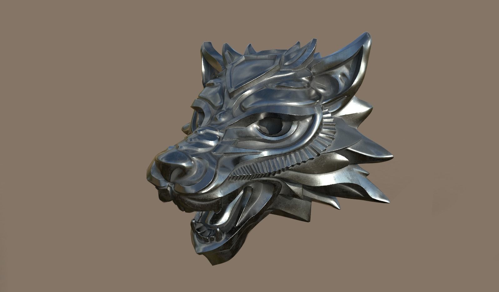 Wolf Medallion5 3D print model_3