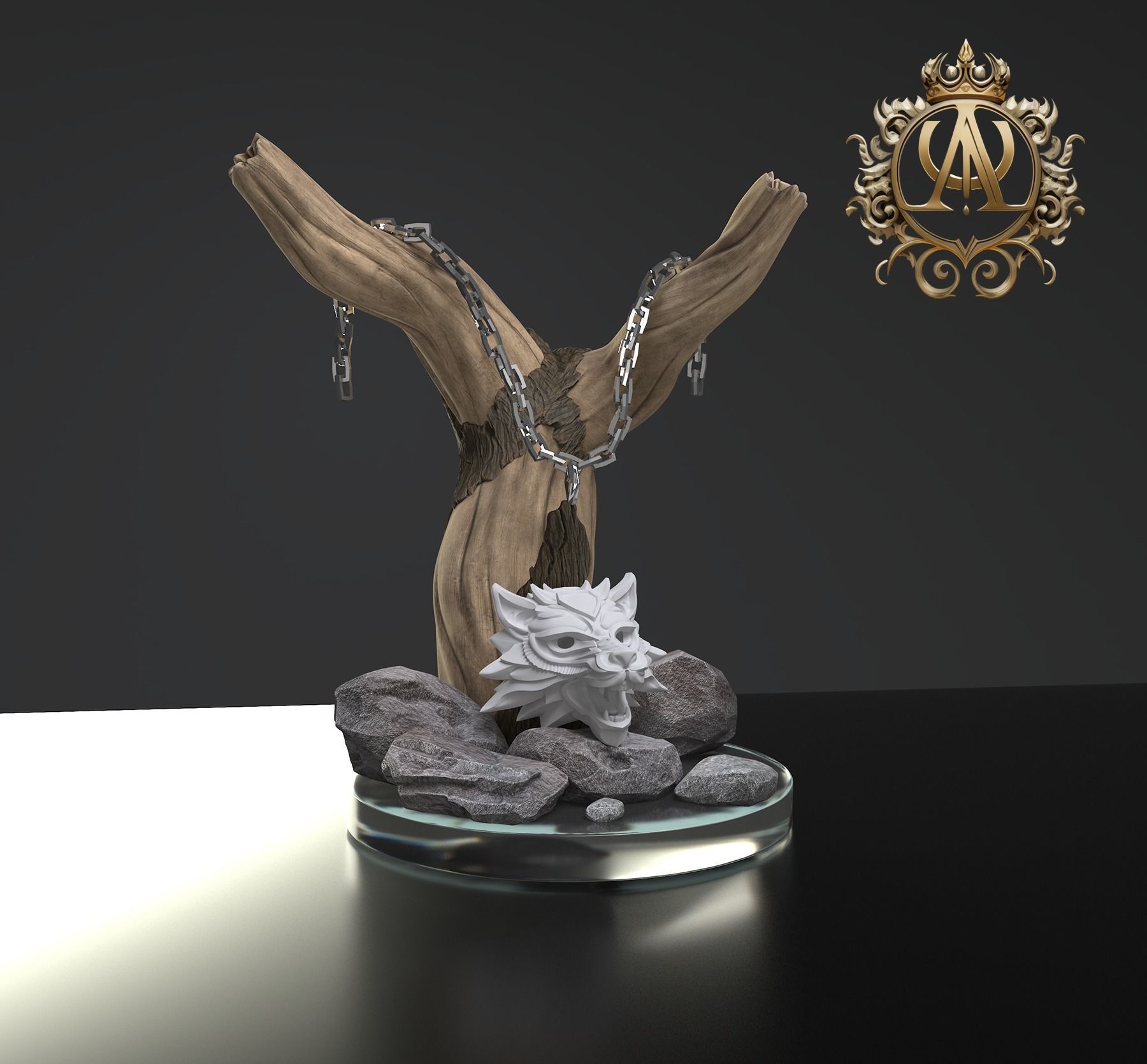Wolf Medallion5 3D print model_1