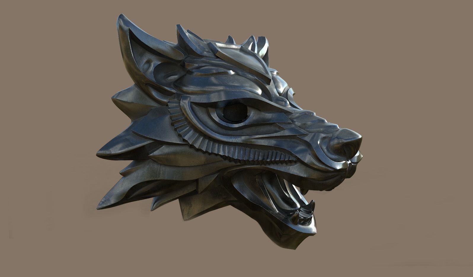 Wolf Medallion5 3D print model_4
