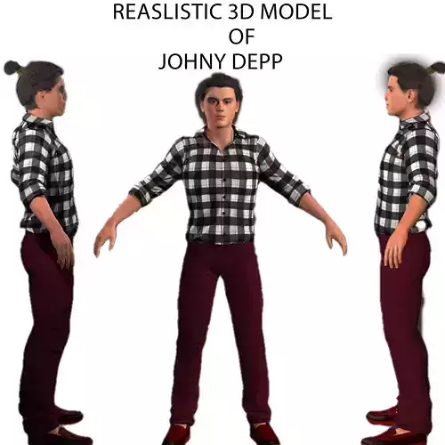 Young Johny Depp  Low-poly 3D model