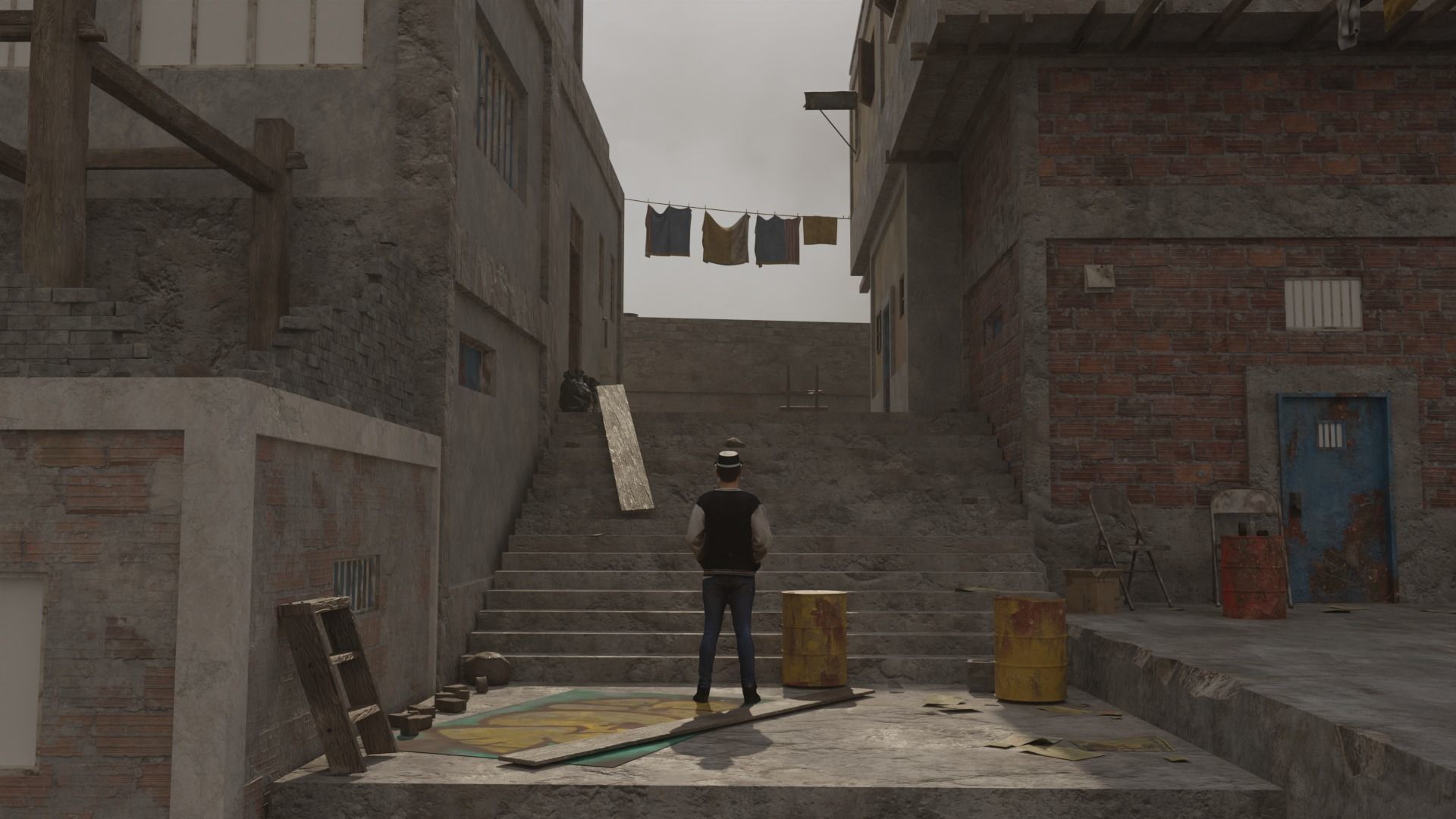 3d concept art with building 3D model_1