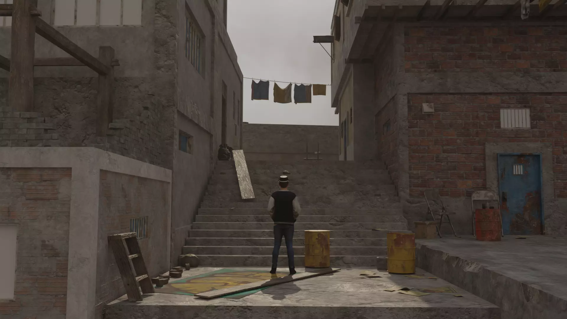 3d concept art with building 3D model_0