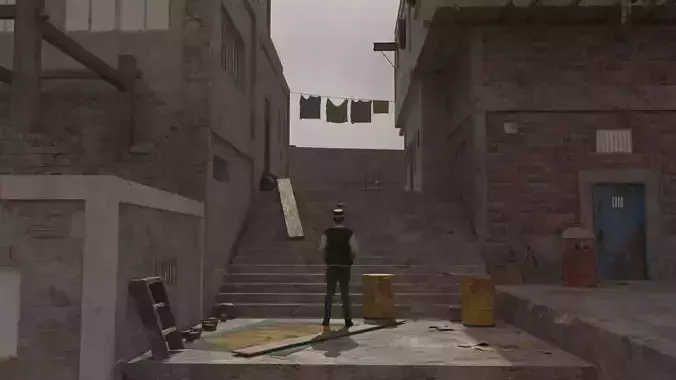 3d concept art with building 