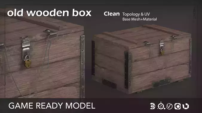 Old Wooden Box Low-poly 3D model