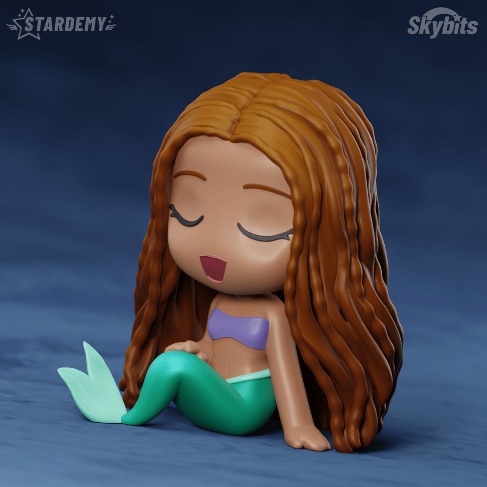 ARIEL CHIBI LITTLE MERMAID LIVE  MOVIE 2 MODELS NO SUPPORTS 3D print model_10