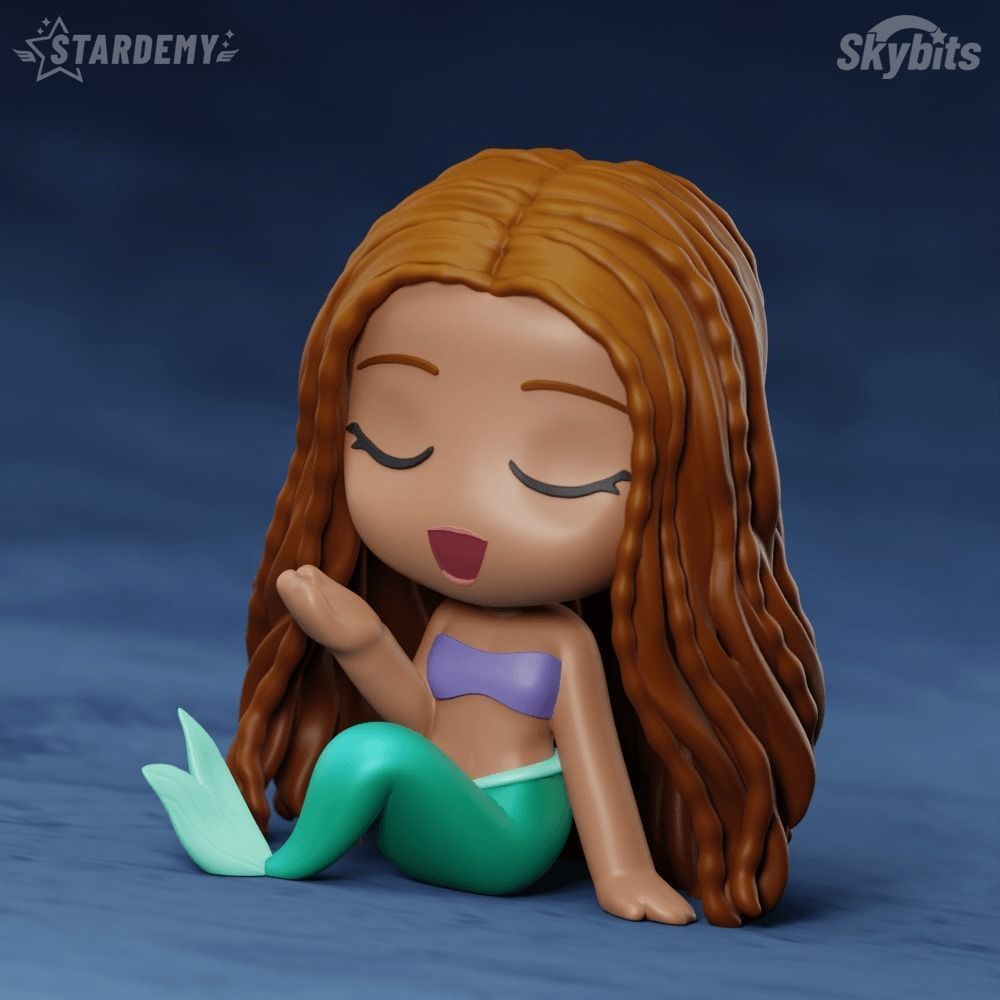 ARIEL CHIBI LITTLE MERMAID LIVE  MOVIE 2 MODELS NO SUPPORTS 3D print model_7