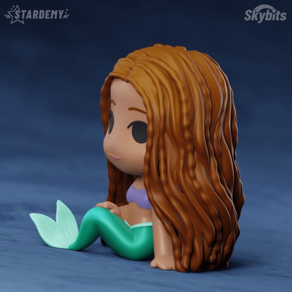 ARIEL CHIBI LITTLE MERMAID LIVE  MOVIE 2 MODELS NO SUPPORTS 3D print model_9